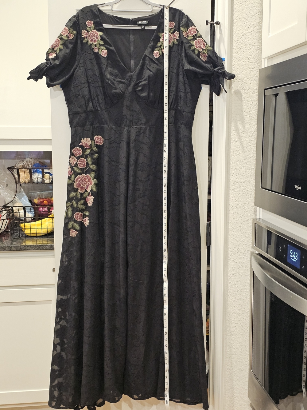 torrid Runway Collection Black Lace Maxi Dress with Red Rose Embroidery Size 14 - Picture 11 of 16
